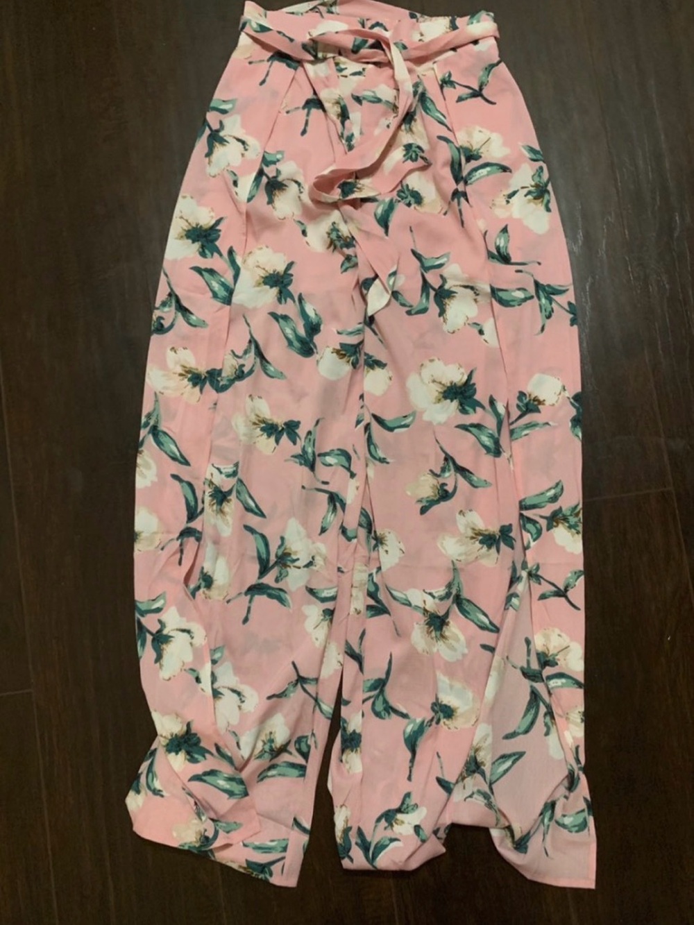Wide Leg Floral Pants in Pink